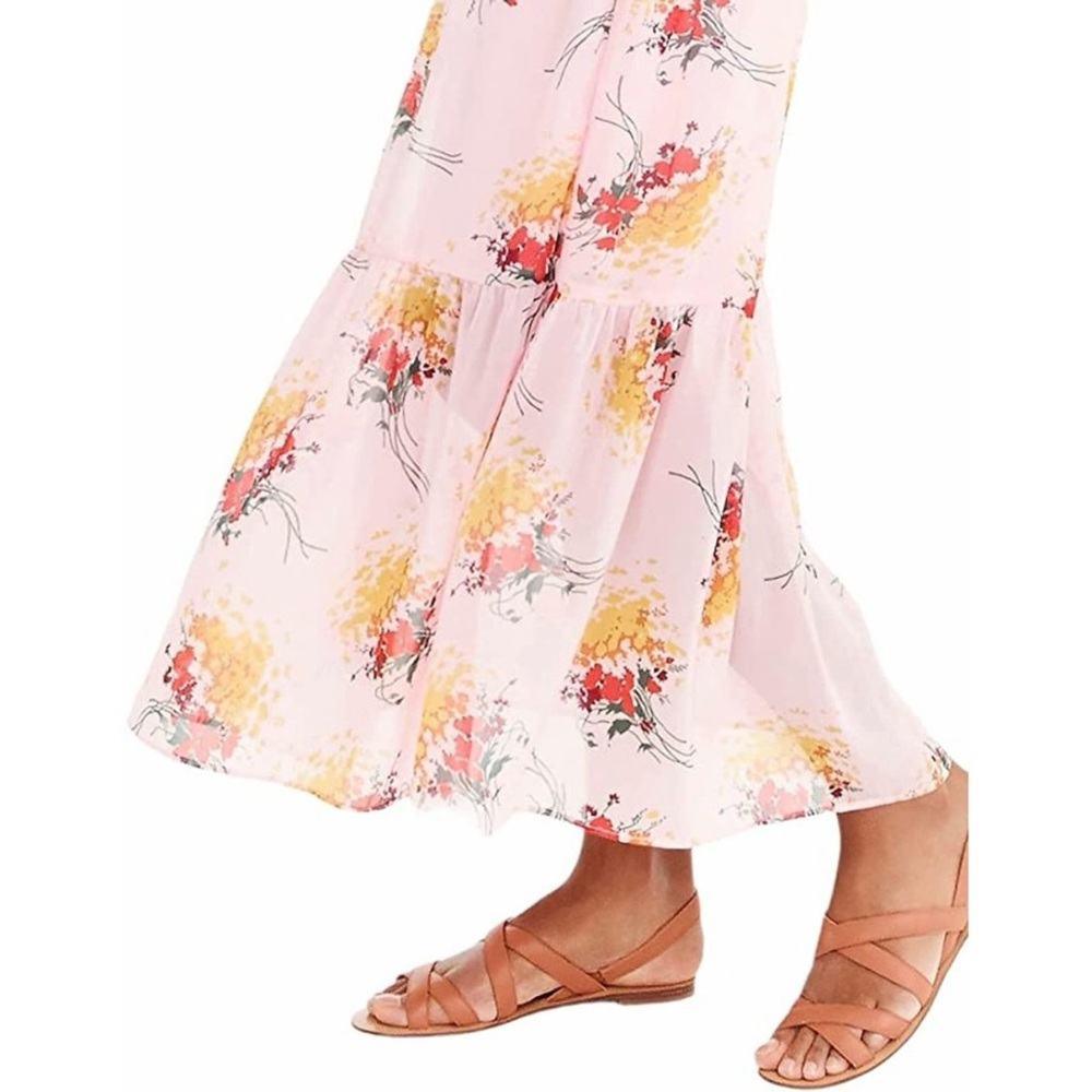 J. Crew Mercantile Floral Tiered Maxi Dress‎ Sunburst Bouquet Pink Yellow Size 8 - Picture 3 of 12